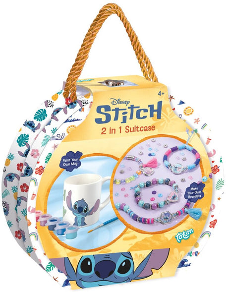 Totum disney stitch 2-in-1 knutselkoffer - armbandjes maken en mok beschilderen - speelgoed kinderen - knutselen - voor meisjes en jongens - vanaf 4 jaar -