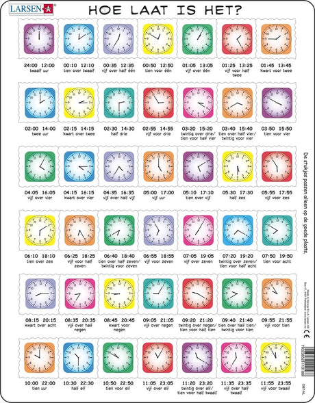 Larsen legpuzzel leren klok kijken - hoe laat is het, 42st.