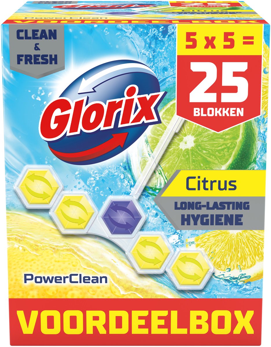 Glorix - wc blokjes - citrus - 25 stuks - voordeelverpakking