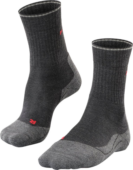 Falke tk2 explore wool silk medium padding wol functioneel materiaal wandelsokken dames grijs - maat 35-36