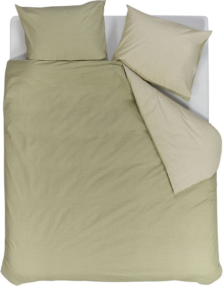Vtwonen cozy slub dekbedovertrek - lits-jumeaux - 240 x 220 cm - groen