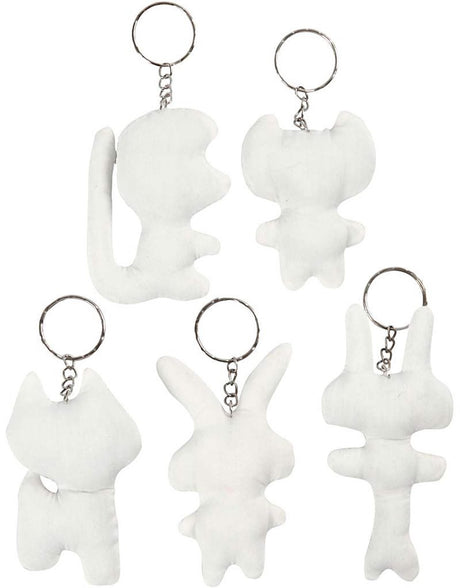 Creativ company stoffen dieren sleutelhanger, 5st.