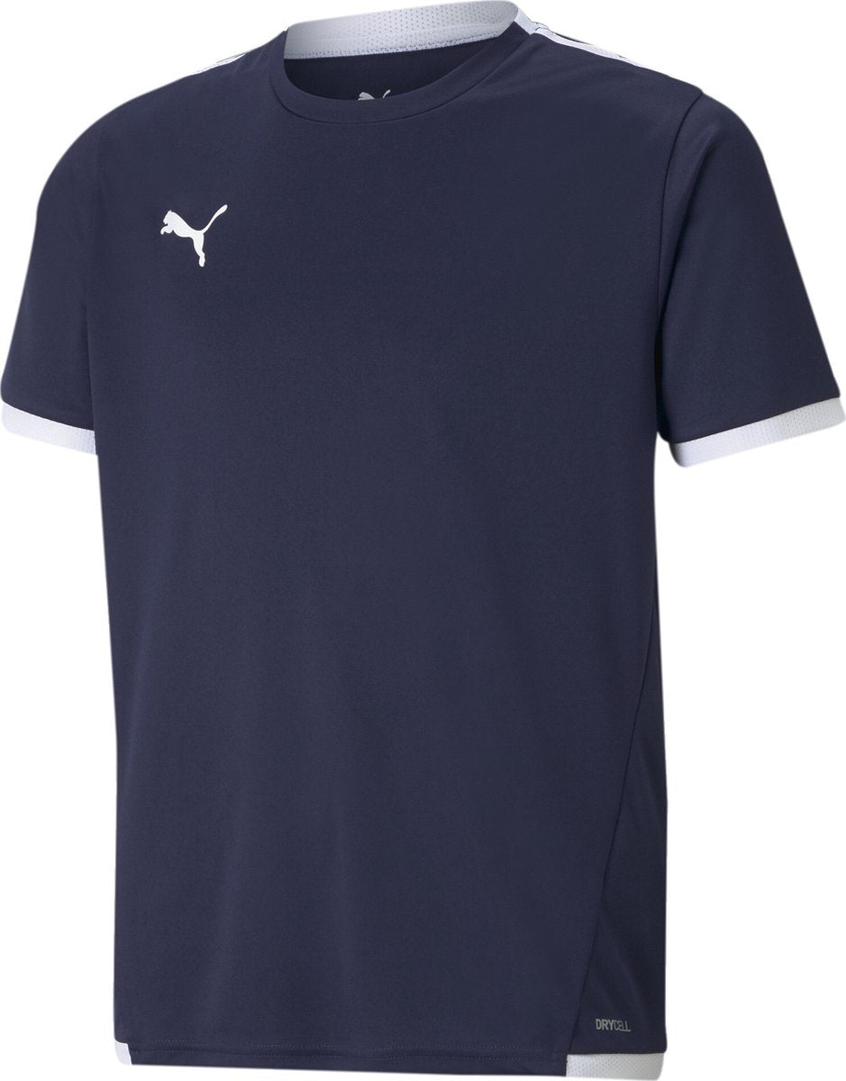 Puma teamliga jersey jr unisex sportshirt - peacoat- white 176