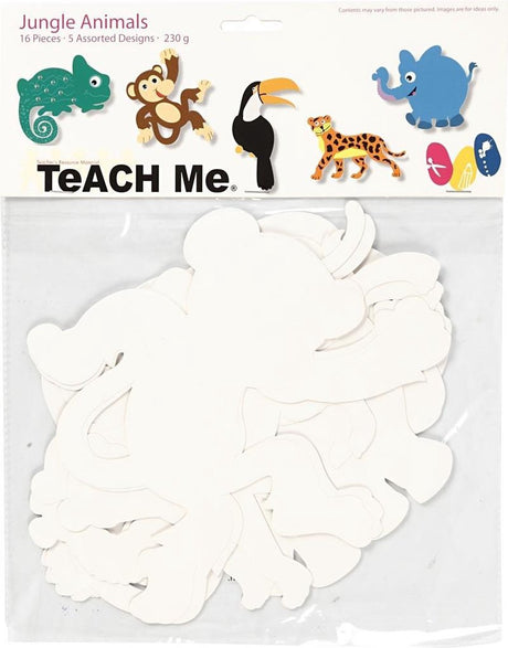 Creotime jungledieren teach me 14 - 25 cm karton wit 16 stuks