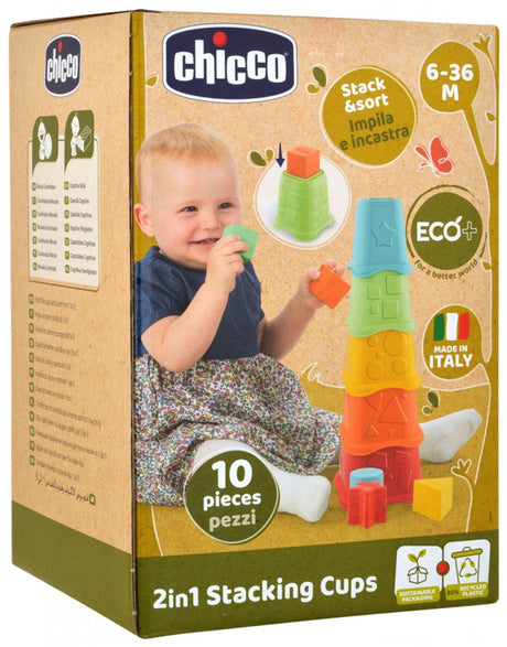 Chicco 2 in 1 stapelbekers eco+ gemaakt van 80% gerecycled plastic!