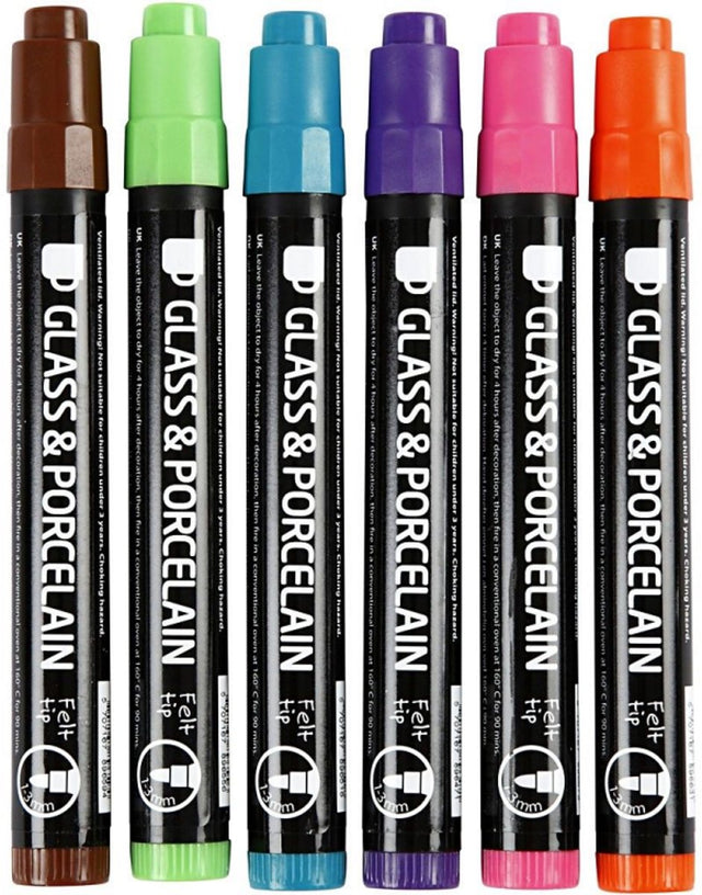 Creativ company cc glas- en porseleinstift zonder pomppunt set secundair 6 stuks