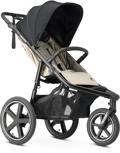 Deryan bolt hardloop kinderwagen - jogging buggy - muggennet - creme