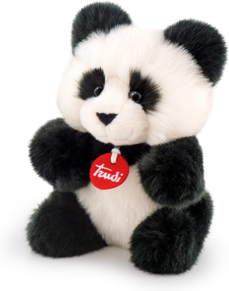 Trudi fluffy knuffel panda 19 cm - hoge kwaliteit pluche knuffel - knuffeldier voor jongens en meisjes - zwart wit - 17x19x13 cm maat s