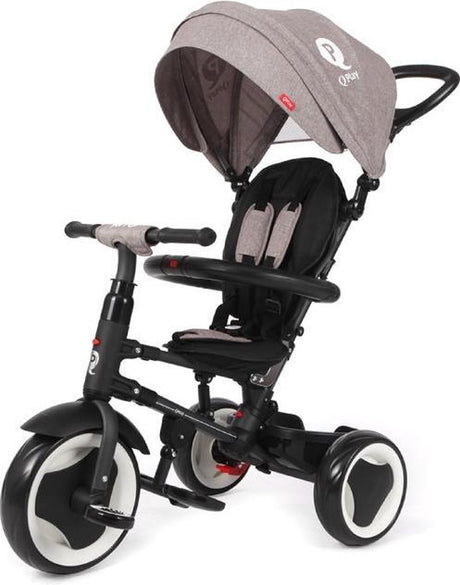 Qplay rito driewieler met duwstang - tricycle - loopfiets - grijs
