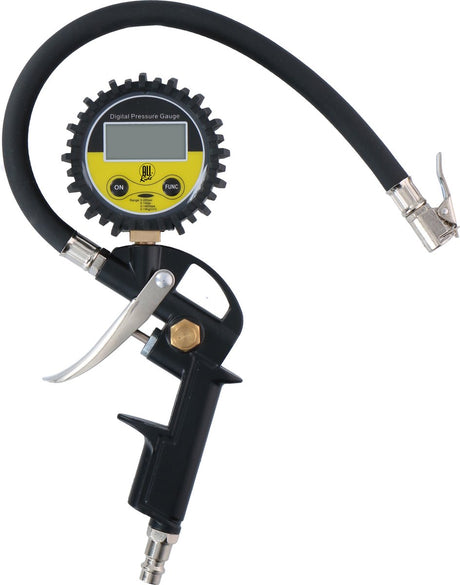 All ride digitale bandenpomp met drukmeter - psi bar kpa kg - batterij aangedreven - 30 cm luchtslang - past op de meeste luchtcompressoren - auto, fiets, motor en vrachtwagen - zwart