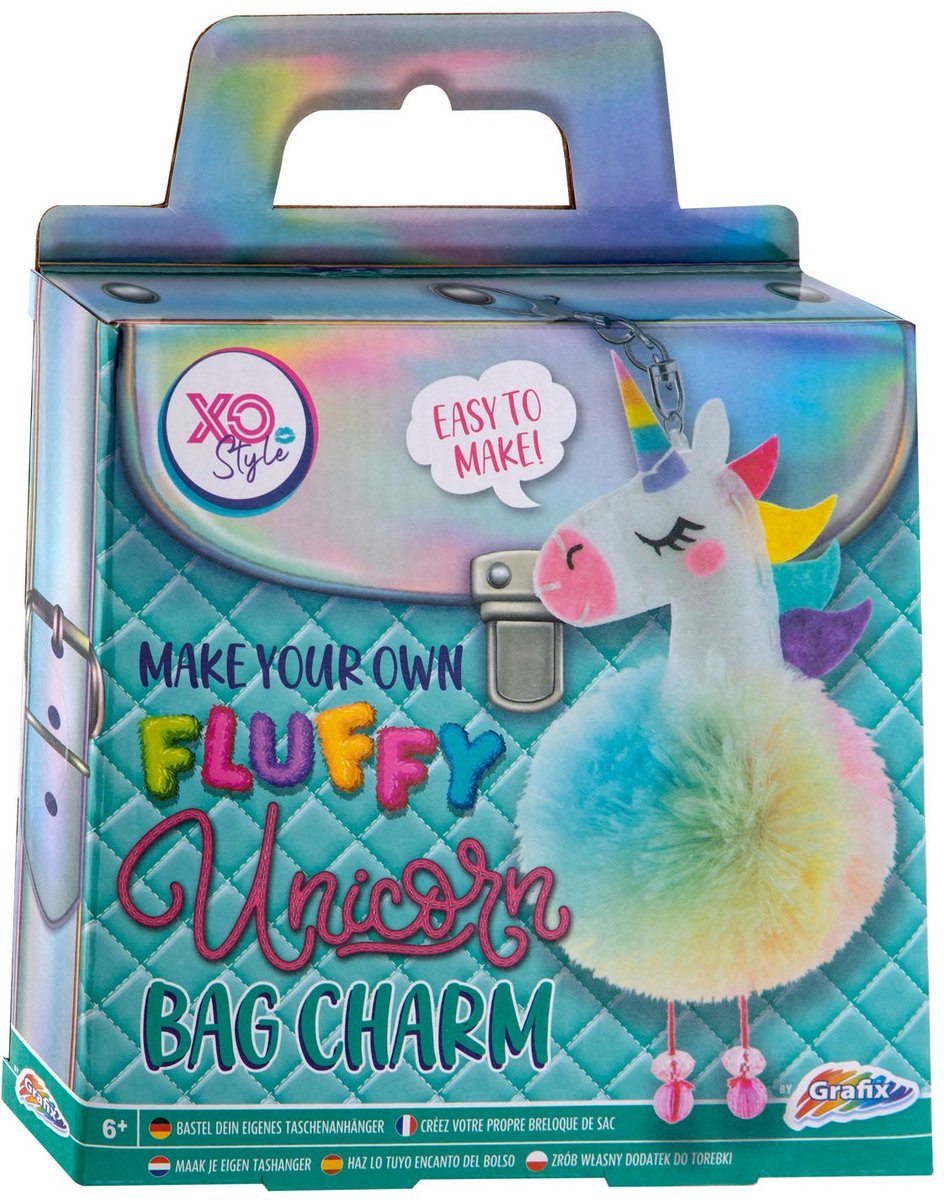 Grafix eenhoorn knutselset - maak je eigen fluffy hanger sleutelhanger.
