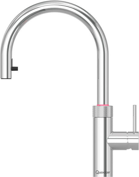 Quooker ® flex round roestvrijstaal | kokendwaterkaan | flexibele uittrekslang | direct kokend water | optioneel gekoeld en bruisend water