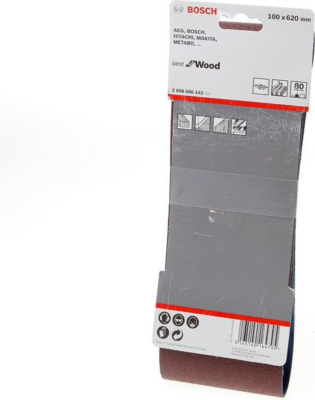 Bosch - 3-delige schuurbandset 100 x 620 mm - 80