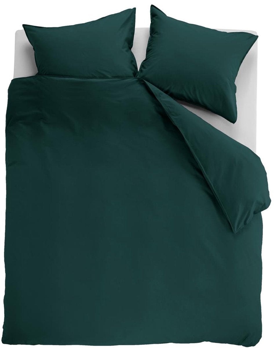 Ambiante cotton uni dekbedovertrek - effen - tweepersoons - 200x200 220 - donker groen