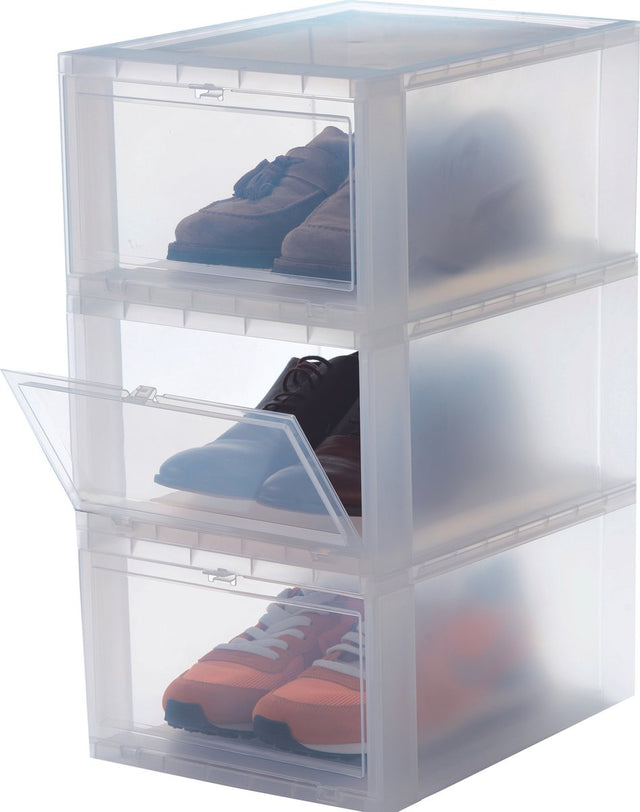 Iris schoenenbox large opbergbox - kunststof - transparant - set van 3