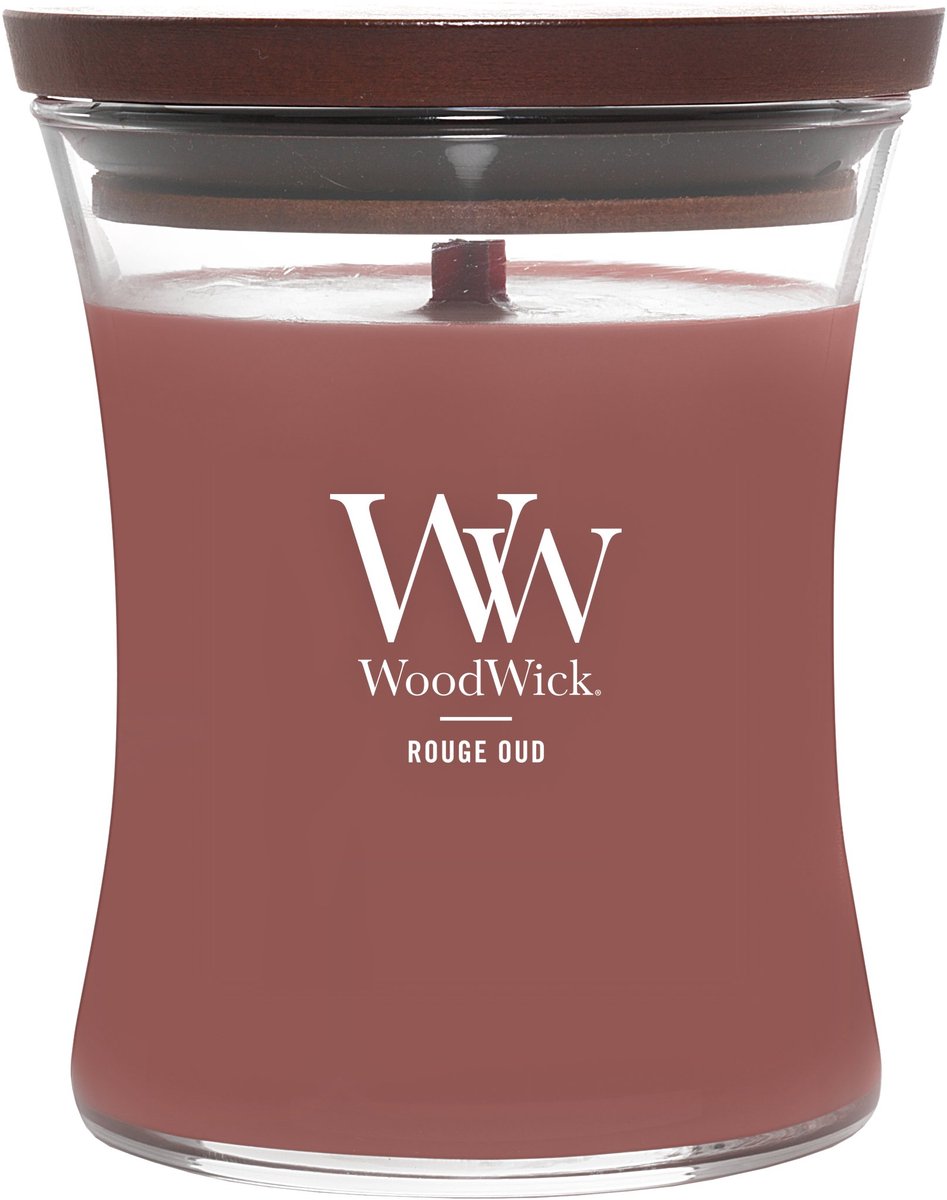 Woodwick hourglass medium geurkaars - rouge oud - 60 branduren