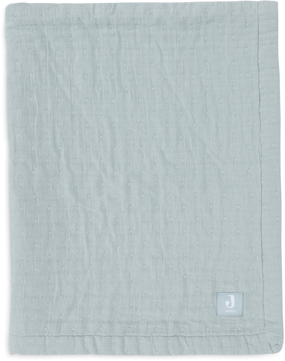 Jollein baby deken wieg jersey 75x100cm - jacquard sea green - gots