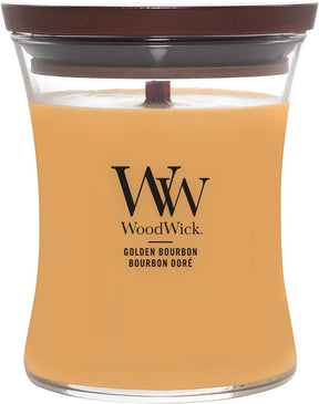 Woodwick hourglass medium geurkaars - golden bourbon - 60 branduren