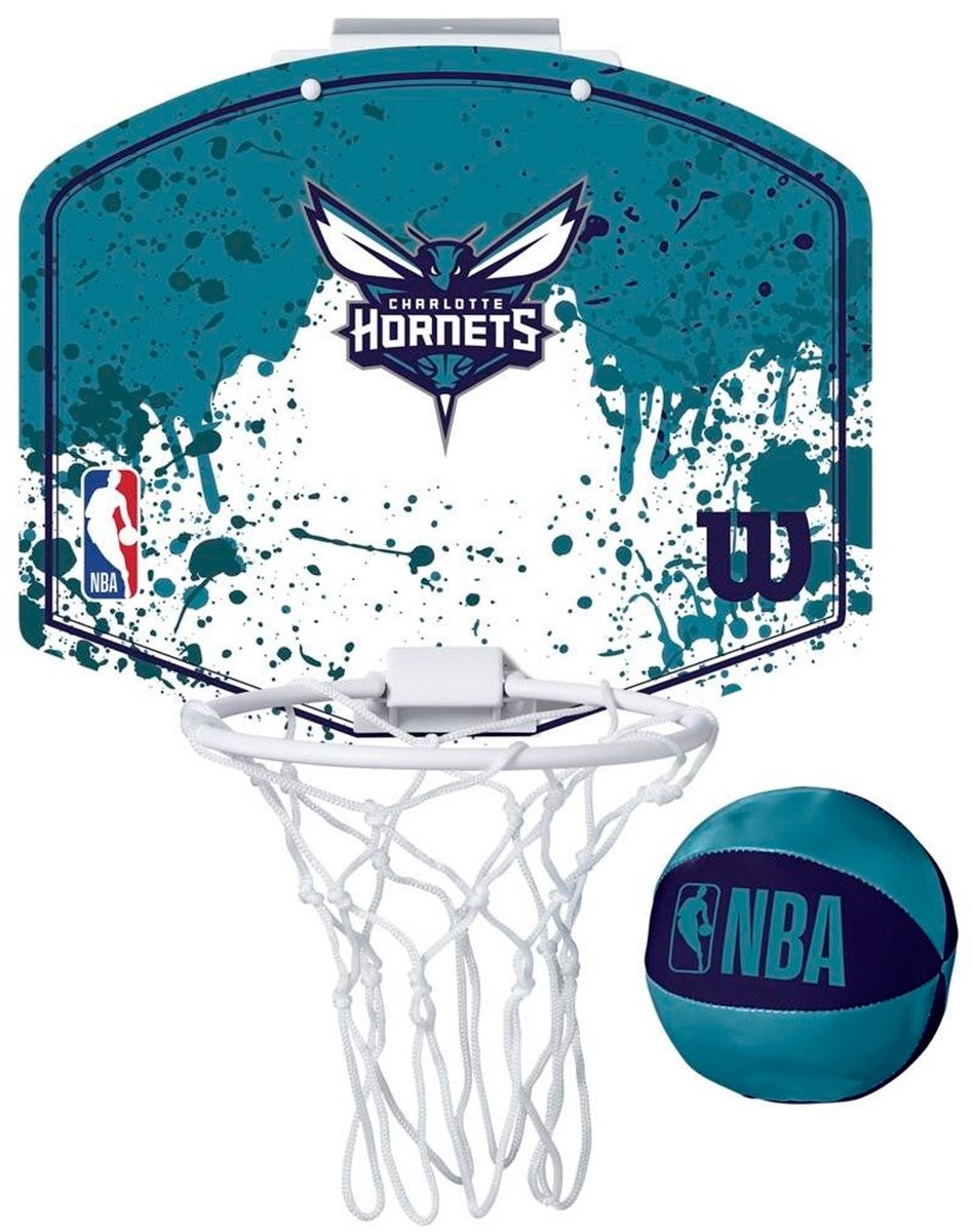 Wilson team mini hoop nba hornets set met bal en mini-basket veelkleurig