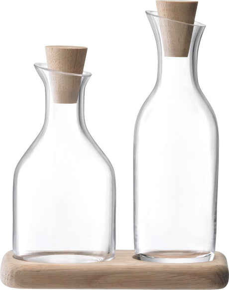 Lsa international l.s.a. serve olie azijnset - incl. eikenhouten plateau - 15 x 8,5 x 17 cm - glas