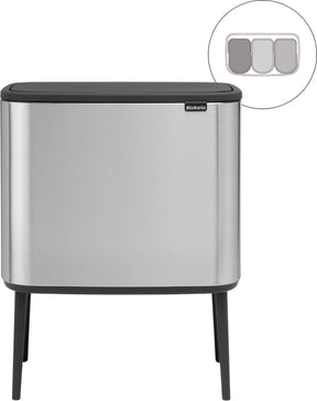 Brabantia bo touch bin prullenbak - 3 x 11 liter - afvalscheiding - matt steel fingerprint proof