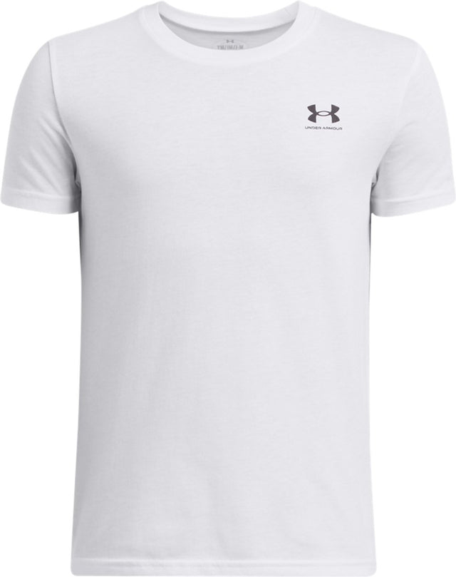 Under armour ua b sportstyle lc ss unisex sportshirt - wit - zwart 128