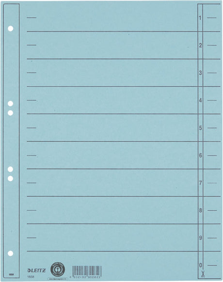 Leitz staffeltabblad karton - beschrijfbare tabs, 2 4-rings - voor ordners en ringbanden - lichtblauw