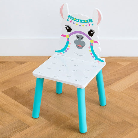 Lama houten tafel met 2 stoelen