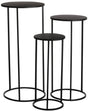 Mica decorations quinty bijzettafel - set van 3 - h70 x ø32 cm - metaal - zwart