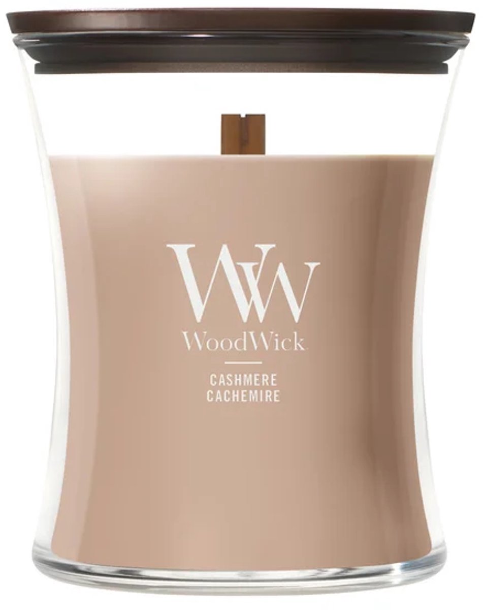 Woodwick hourglass medium geurkaars - cashmere - 60 branduren
