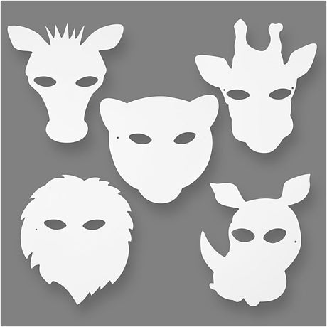 Creotime http: www.cchobby.nl jungledierenmaskers-h-22-5-25-cm-b-20-5-22-5-cm-230-gr-wit-16-stuk-1-doos