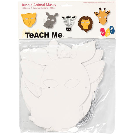 Creotime http: www.cchobby.nl jungledierenmaskers-h-22-5-25-cm-b-20-5-22-5-cm-230-gr-wit-16-stuk-1-doos