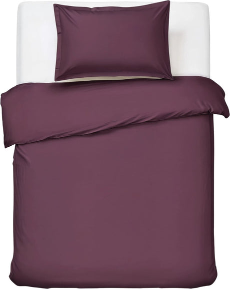 Hush. living hush living - dekbedovertrek - 100% katoen - 144tc - soepel en ademend - 140x220+20cm - 60x70cm kussensloop - met bevestigingslusjes - bordeaux