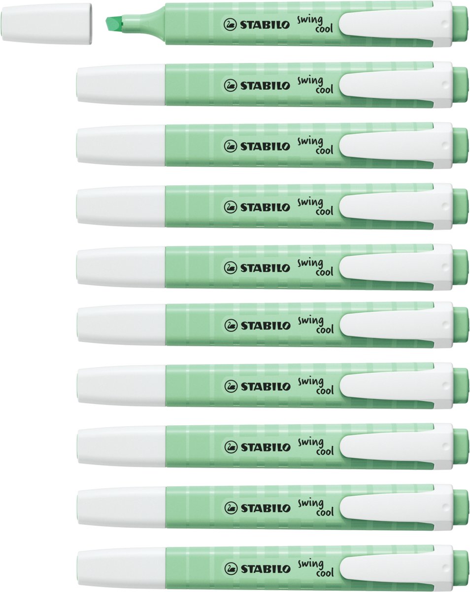 Stabilo swing cool - markeerstift - perfect voor onderweg - pastel - vleugje mint - doos 10 stuks