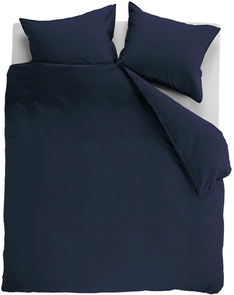 Ambiante cotton uni dekbedovertrek - effen - lits-jumeaux xl - 260x200 220 cm - donker blauw