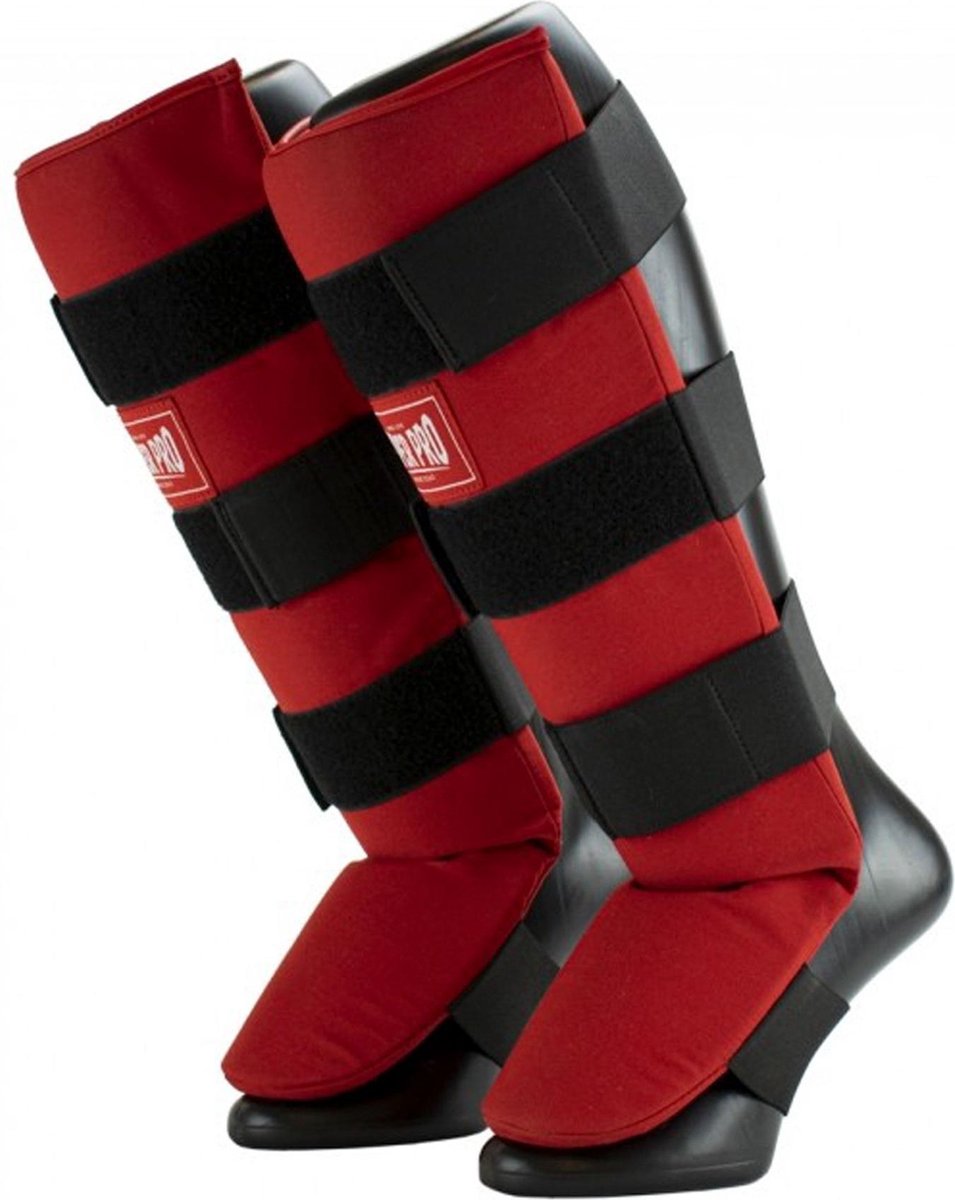 Super pro combat gear scheenbeschermer savior rood wit small