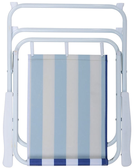 Merkloos sans marque no brand opvouwbare campingstoel - blauw wit gestreept - compact en lichtgewicht - stevig en snel opvouwbaar - ideaal voor strand en camping - staal frame - 51x45x75cm
