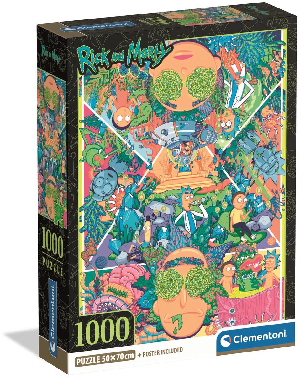 Clementoni legpuzzel rick morty 2 - 1000 stukjes cartoon puzzel.