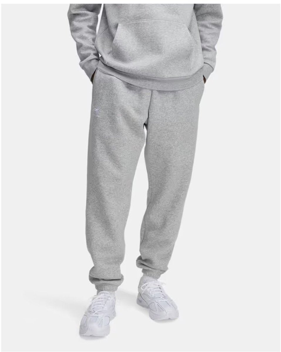 Under armour ua icon fleece jogger-gry heren sportbroek - mod grijs light heather - wit