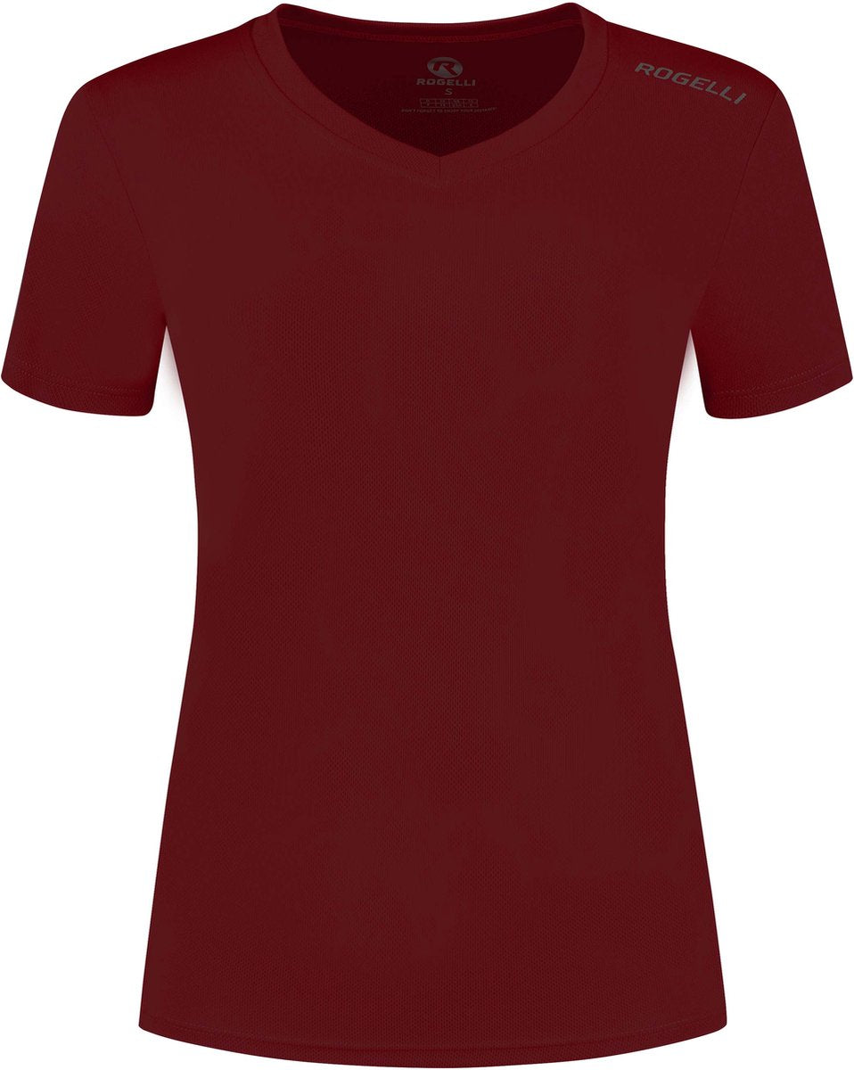 Rogelli promo hardloopshirt dames - korte mouwen - bordeaux - s