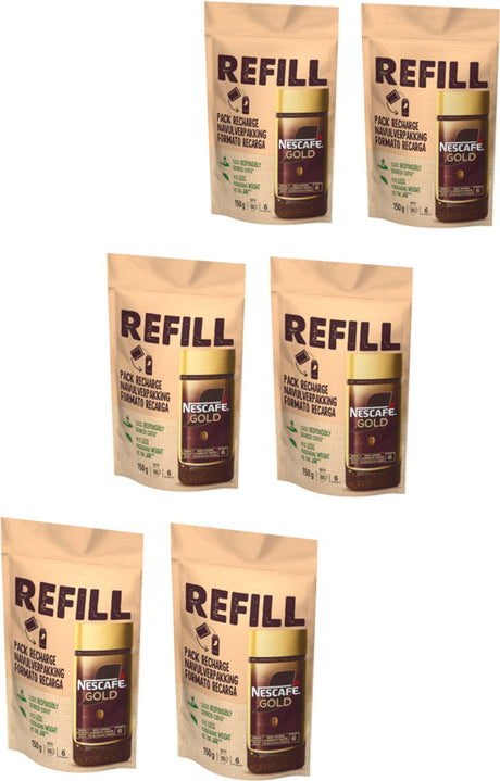 Nescafé gold refill-verpakking oploskoffie - 6 zakken x 150g - voordeelverpakking