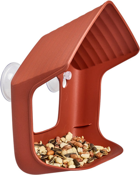 Elho cosy raamvoederhuis voor vogels - 100% gerecycled plastic - l9.8 x b18.6 x h23.1 cm - toscaans rood