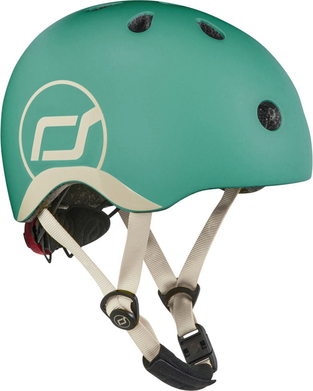 Scoot ride helmet – kinderhelm – xs 45-51 cm – led achterlicht – magnetische sluiting – verstelbaar – forest xs s