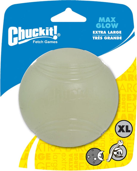 Chuckit! max glow ball – hondenspeelgoed – hondenbal - drijvend – apporteerspeelgoed – glow in the dark - extra large - ø9 cm - 1 stuks xl