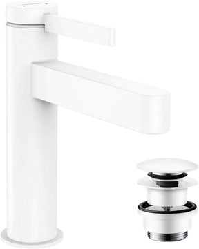 Hansgrohe finoris - wastafelmengkraan - ééngreeps bediening - met afvoerplug - 110mm - mat wit