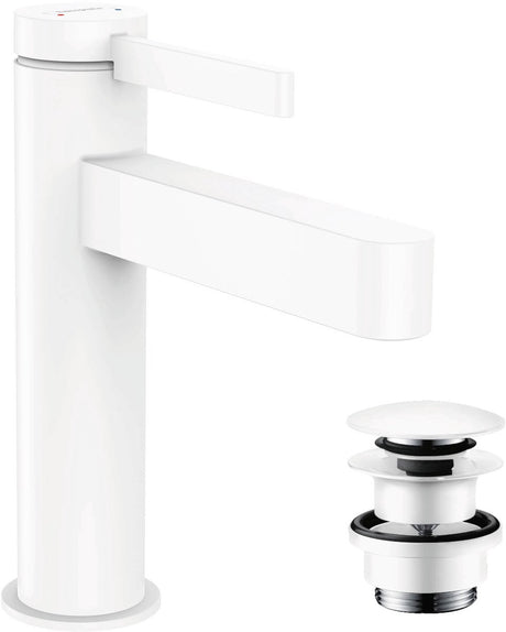 Hansgrohe finoris - wastafelmengkraan - ééngreeps bediening - met afvoerplug - 110mm - mat wit