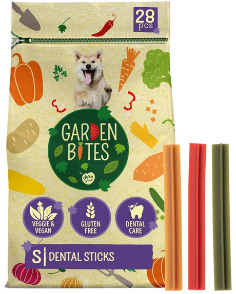 Garden bites duvoplus - dental sticks hondensnacks - hondensnoepjes - vegetarisch glutenvrij - small 28st