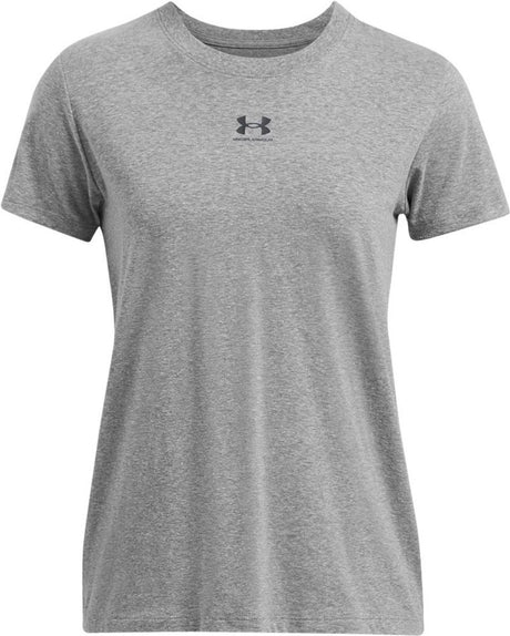 Under armour ua rival core ss-gry dames sportshirt - castlerock - zwart