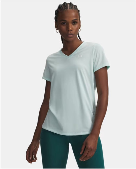 Under armour tech ssv- solid-grn dames sportshirt - refresh mint - wit