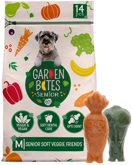 Garden bites duvoplus - soft veggie friends hondensnacks - hondensnoepjes - vegetarisch glutenvrij - senior medium 14st